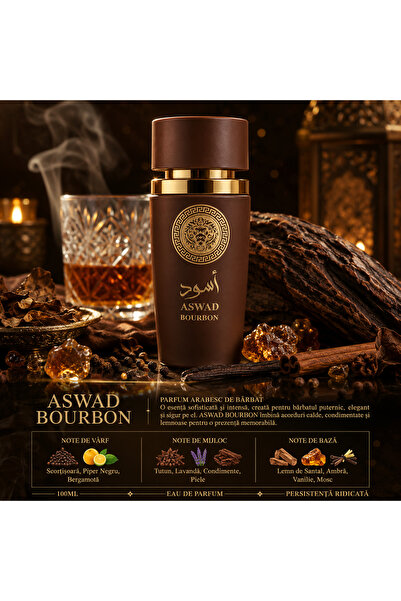 A2Z Parfum Arabesc ASWAD BOURBON 100 ml – Condimentat Lemnos cu Tutun și Vanilie