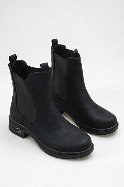 SENASTİL S150 Women's Black Chelsea Boots with Elastic Sides, Minimalist Comf...