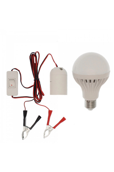 OEM Λάμπα LED E27 με κροκοδειλάκια και διακόπτη 12V 9W 18 SMD 460LM 6000K ψυχ...
