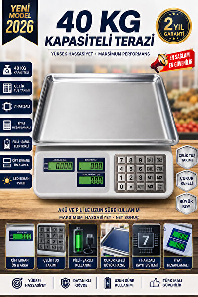 SUPER JVS 40 Kg/2 Gr Kapasiteli Elektronik Dijital Hassas Mutfak Manav Kasap ...