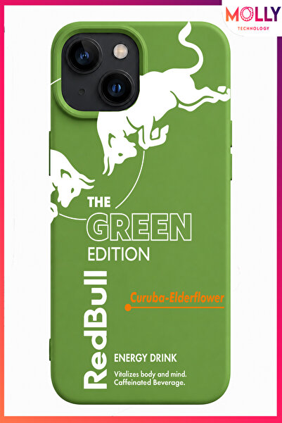 Molly iPhone 15 İçin Fıstık Yeşili Redbull The Green Edition Desenli İçi Kadi...