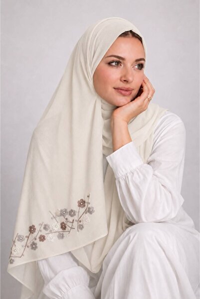 Veil Designer طرحة بوال ورد و اغصان قماش ياباني بتطريز علي طرفين الطرحه الوان...