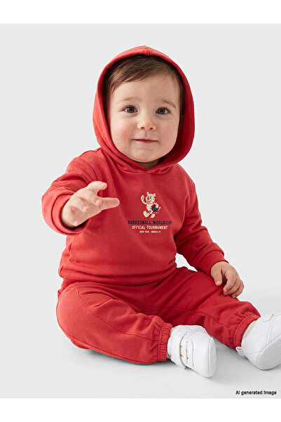 LC Waikiki Trendlucky Printed Hooded Baby Boy Set with Difference in Color