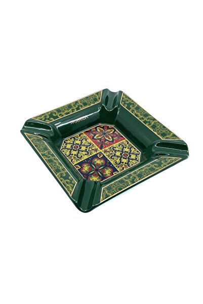 Parmida Special Design Tile Patterned Luxury Cigar Ashtray - Dark Green