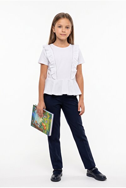 Toontoy Girl's Ruffle Detailed School T-Shirt