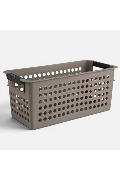 SHOPIENS Coș de depozitare din plastic perforat, taupe, cu mânere, 3,4 L
