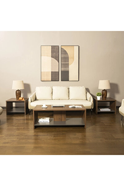 Midas Furniture طاولة مركزية للمكتب من فاينور باللون البني