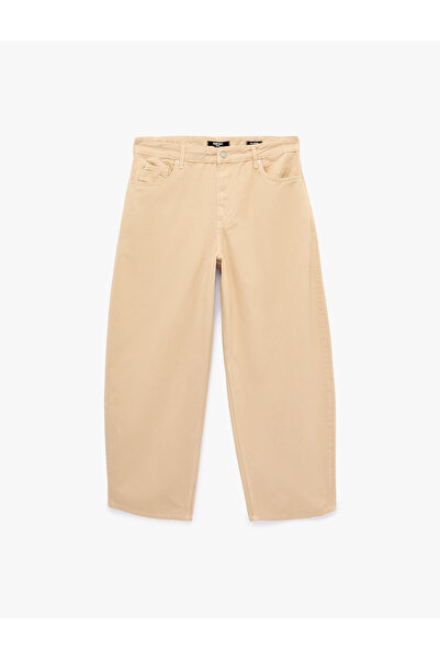Koton Comfortable Fit Cotton Pocket Gabardine Barrel Trousers