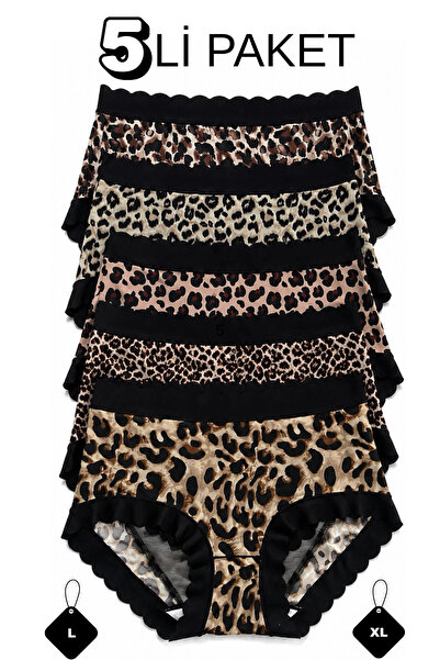 UN REAL Women's High Waist Leopard Patterned Daily Comfortable Underwear Pant...