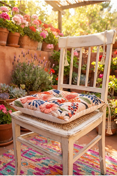 housein Flowers Chair Cushion