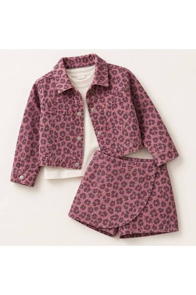 LuniMoon Kids Kız Çocuk Leopar Desenli 3'lü Takım