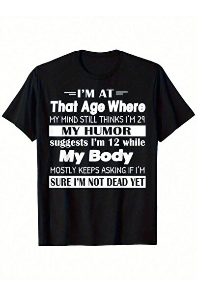 21JNRY [تي شيرت Age T-Shirt] تي شيرت بتصميم مزحة لعمر 40/50/60 سنة بعبارة "عن...
