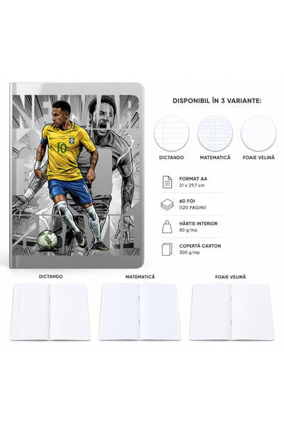 Ingift Caiet A4 Personalizat Neymar Jr – 60 Foi, Matematica