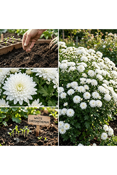 Bloom & Sow Seed بذور زهرة الأقحوان البيضاء (100 حبة) - صنف أبيض متعدد البتلا...