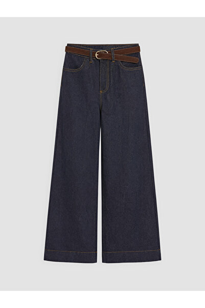 LC Waikiki Indigo Belted Wide Leg Fit Girls' Jean Pants