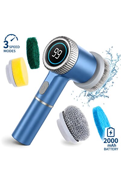 Techone Electric Cleaning Brush 5in1 PowerScrub Rotating Battery 2000 mAh 3 S...