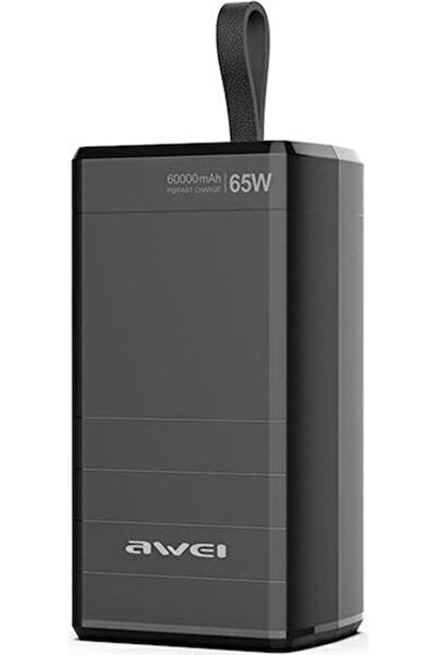 AWEI P171K Power Bank 60000mAh 65W με θύρα USB-A και 2 θύρες USB-C Μαύρο