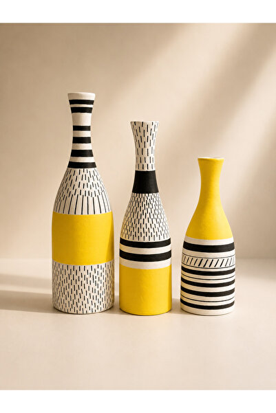 pinaart Decorative Wooden Vase Flower Pot Set of 3 Sizes 20cm 18cm 15cm