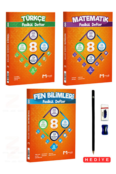 Mozaik Yayınları 8.Sınıf Türkçe Matematik Fen Bilimleri Fasikül Defter 3 Kita...