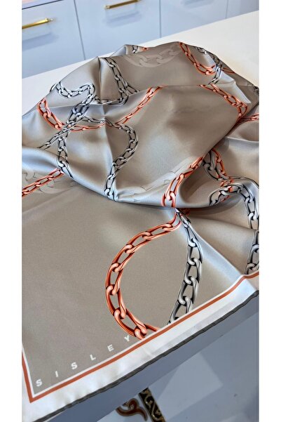 Sisley New Season 100% Twill Silk Scarf 90X90 cm Patterned Luxury Texture