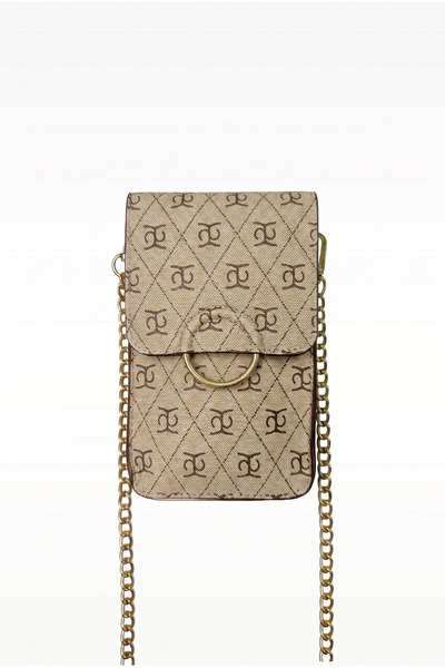 GLONDY Bianca Monogram Patterned Women's Crossbody Mini Bag with Chain Strap ...