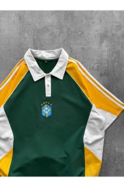 Lorinfo Polo Yaka Vintage Brasil Logolu Polo Yaka T-shirt