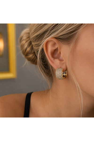 XUPING JEWELRY أقراط زركون سميكة على شكل بومبي - 2 سم - أقراط Xuping - أقراط ...