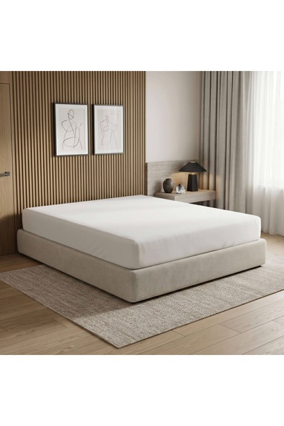 OTHELLO Cearșaf elastic alb Linor din colecția Hotel - 100x200+35 cm