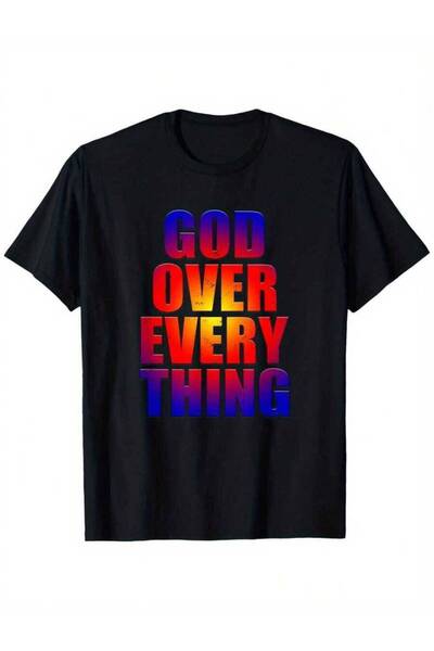 4Car God Over Everything Cool Christian T-Shirt Funny Gift Men, Loose Style N...
