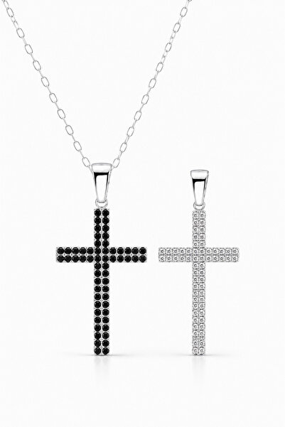 Zenso Silver Dual Cross – Colier reversibil cu cruce din argint 925 și Cubic ...