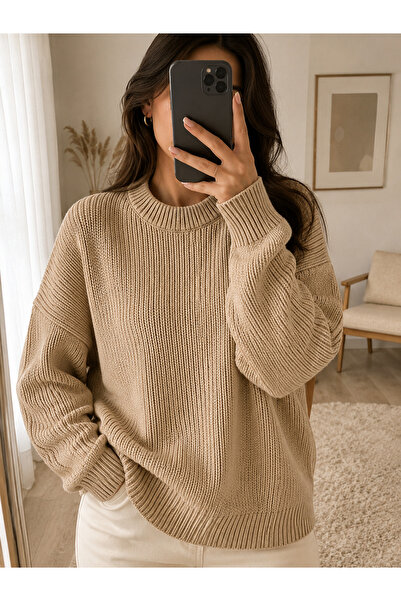 pepule Women's Premium Oversize Crew Neck Soft Knit Sweater
