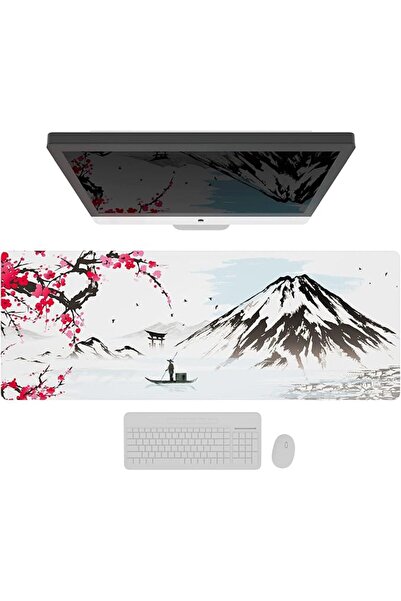 GENERAL Large Gaming Mouse Pad with Stitched Edges, Minimalist Topographic Ma...