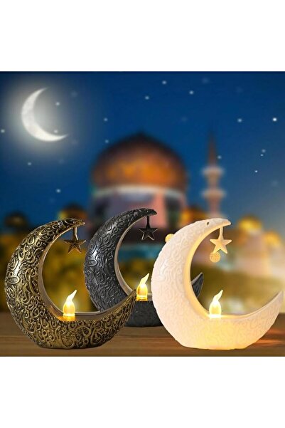 Goodern فوانيس شموع العيد ورمضان، حامل شموع LED صغير على شكل نجمة وهلال لعيد ...