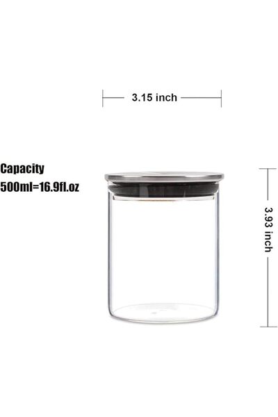 Home Zone 3pcs Glass Storage Jars with Bamboo Lids 900ML, High Borosilicate G...