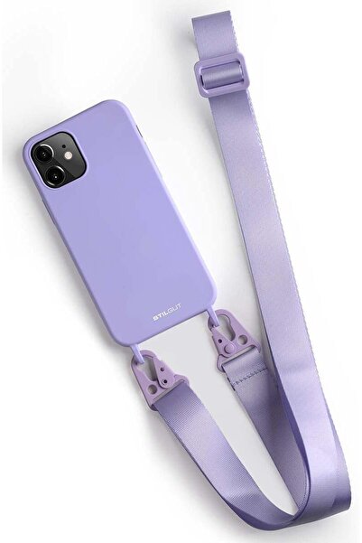 OEM Husă StilGut cu curea pentru iPhone 12 Mini, reglabilă, mov