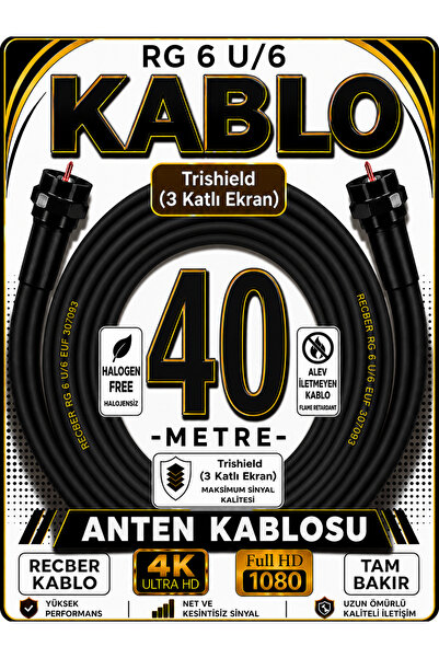 Avarson Reçber RG 6 U/6 PHY-HF Trishield Koaksiyel Uydu Kablosu 307093 40 METRE