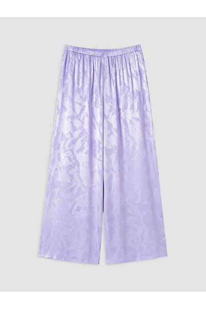 LC Waikiki Purple Elastic Waist Patterned Women's Trousers