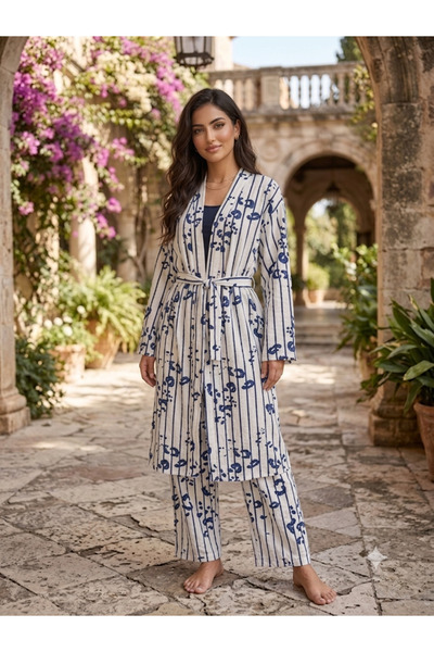 MELİSA AVM Embroidered Long Lemon Kimon