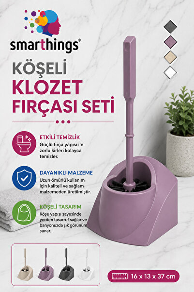 smarthings Köşeli Klozet Fırçası Seti Kapalı Hazneli Hijyenik Tuvalet Fırçası...