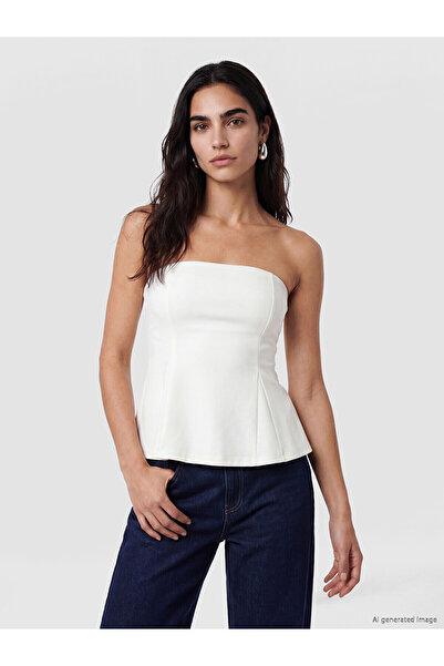 LC Waikiki TexX Store Kalitesi Straplez Yaka Peplum Korse Bluz