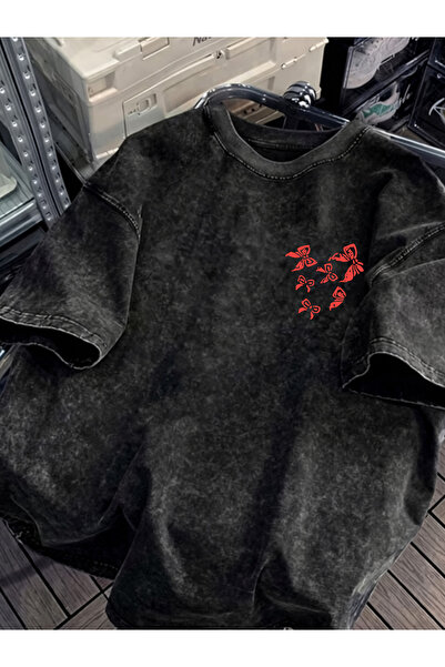 HOFFNUNG Unisex Oversize Vintage Washed Street Style Μόδα του δρόμου Βαμβακερ...
