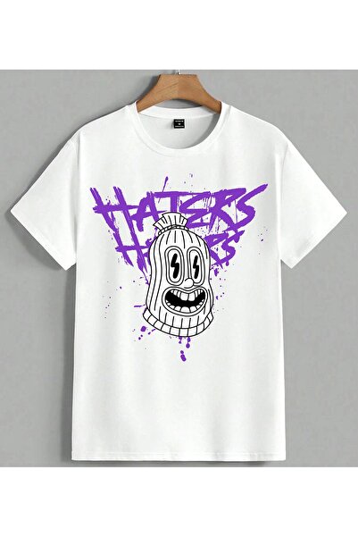 ELFERA Haters Graffiti Purple Style Head Printed Unisex Oversize T-Shirt Bela