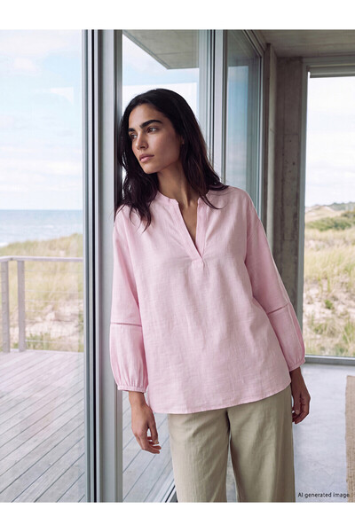 LC Waikiki Original Open Collar Blouse with Embroidery Detail