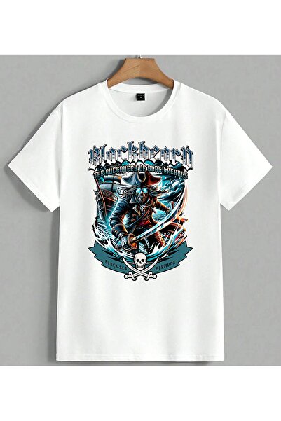 ELFERA Μπλουζάκι Unisex Oversize με στάμπα Pirate Captain Black Sea, λευκό