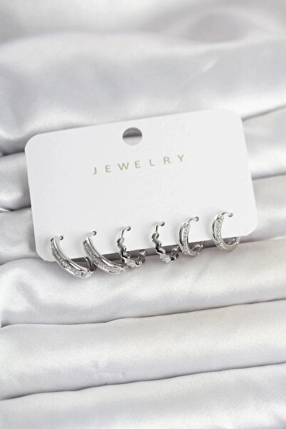 Generic Brand Mey Import ®   Brass Silver Color Women's Earring Set
