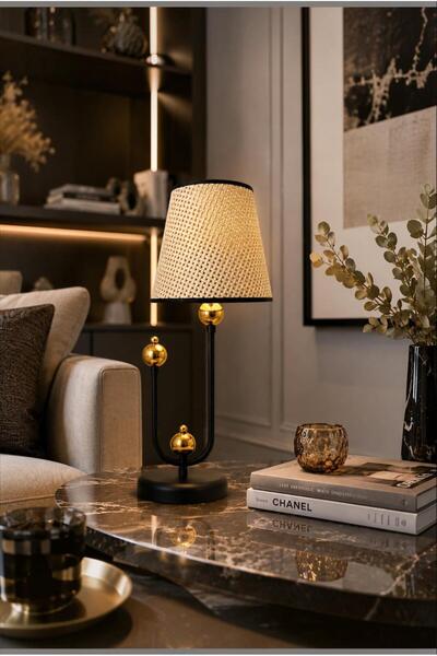 Elizim Home Lighting Modern Cream Fabric Headboard, Black Piping, Black Legs,...