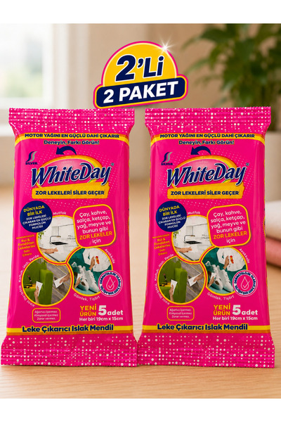 WHİTEDAY Stain Remover Wet Wipes 2 Pack (10 Pieces) – Practical Cleaning for ...