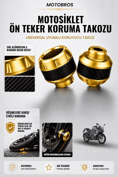 Motobros Motosiklet Aks Koruma Takozu Bajaj Pulsar RS200 Uyumlu Motosiklet Ön...