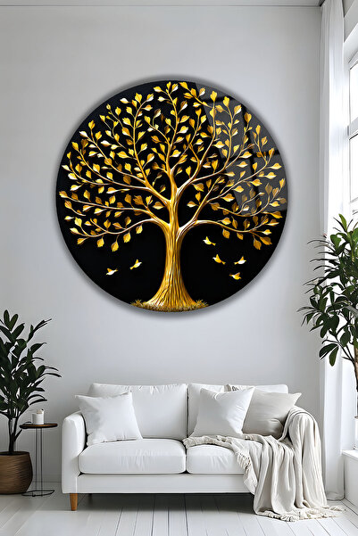 Parıltı Yayınları Masă decorativă rotundă de lux din sticlă, cu design modern...