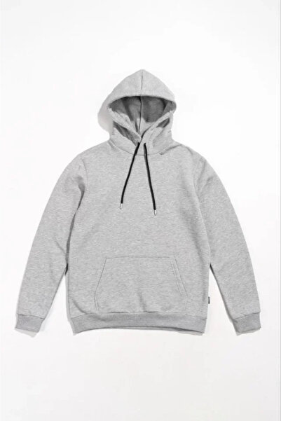 oniks store Men's long sleeve hooded basic sweatshirt hoodie - grey